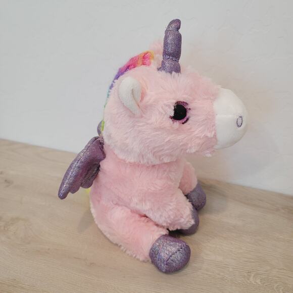 Anico Intl Unicorn Plush Stuffed Animal Pink Purple Glitter Hooves Eyes 10" - Picture 7 of 12